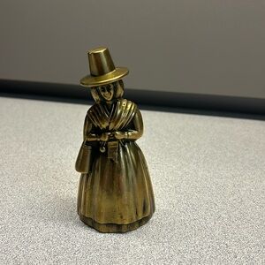 Vintage Lambard BRASS bell Welsh Mary Jones Knitting Lady Made in England